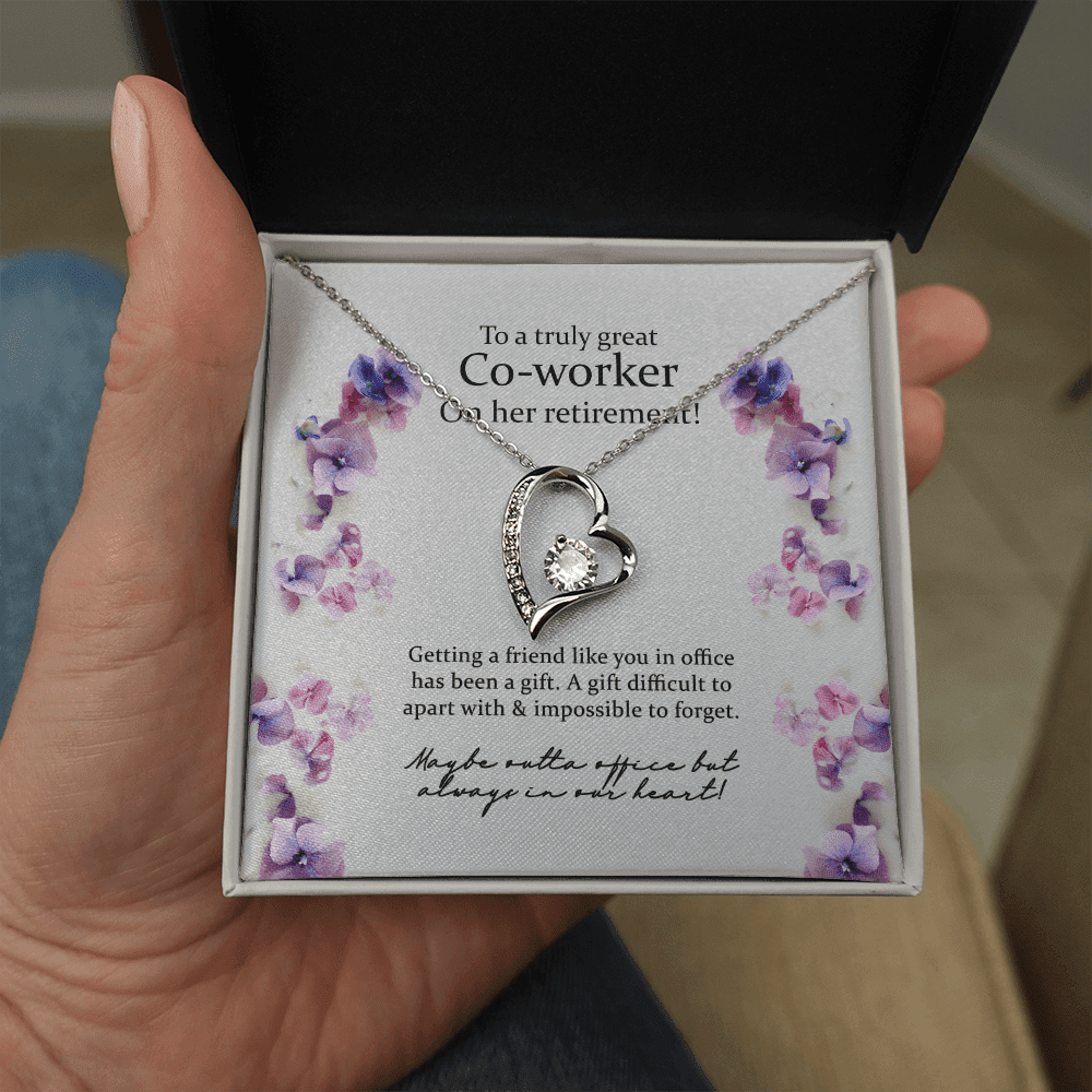Gift For Co Worker On Her Retirement Blue Flower Forever Love Necklace