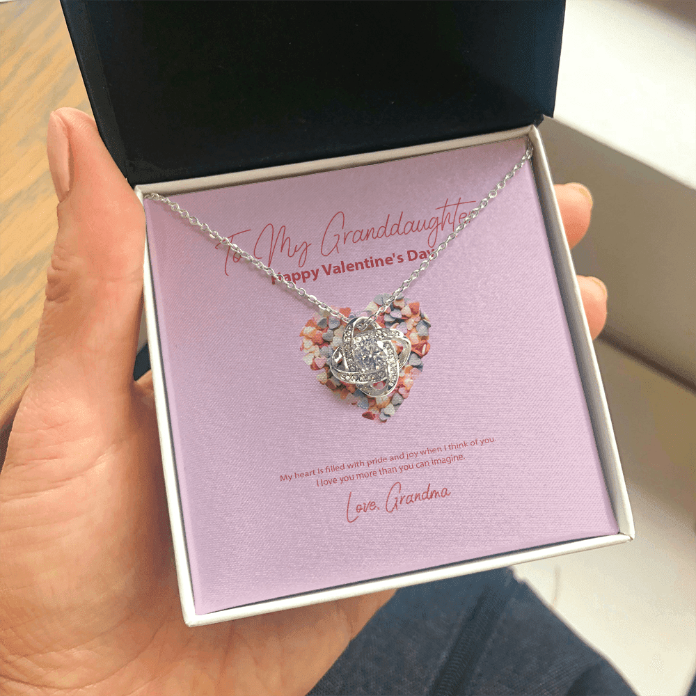 To My Granddaughter From Grandma Valentine's Day Love Knot Necklace