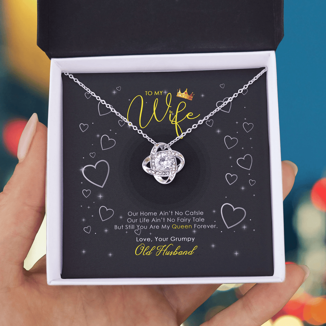 To My Wife Love Your Grumpy Old Husband Love Knot Necklace