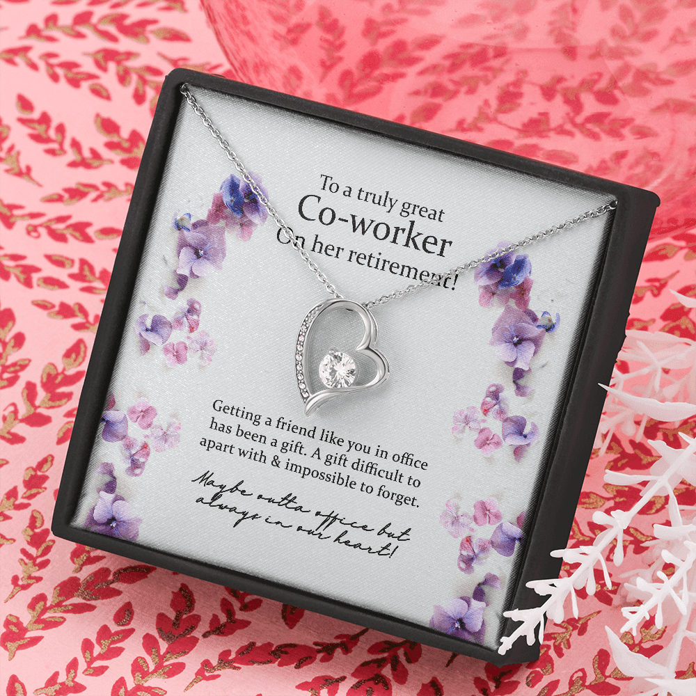 Gift For Co Worker On Her Retirement Blue Flower Forever Love Necklace