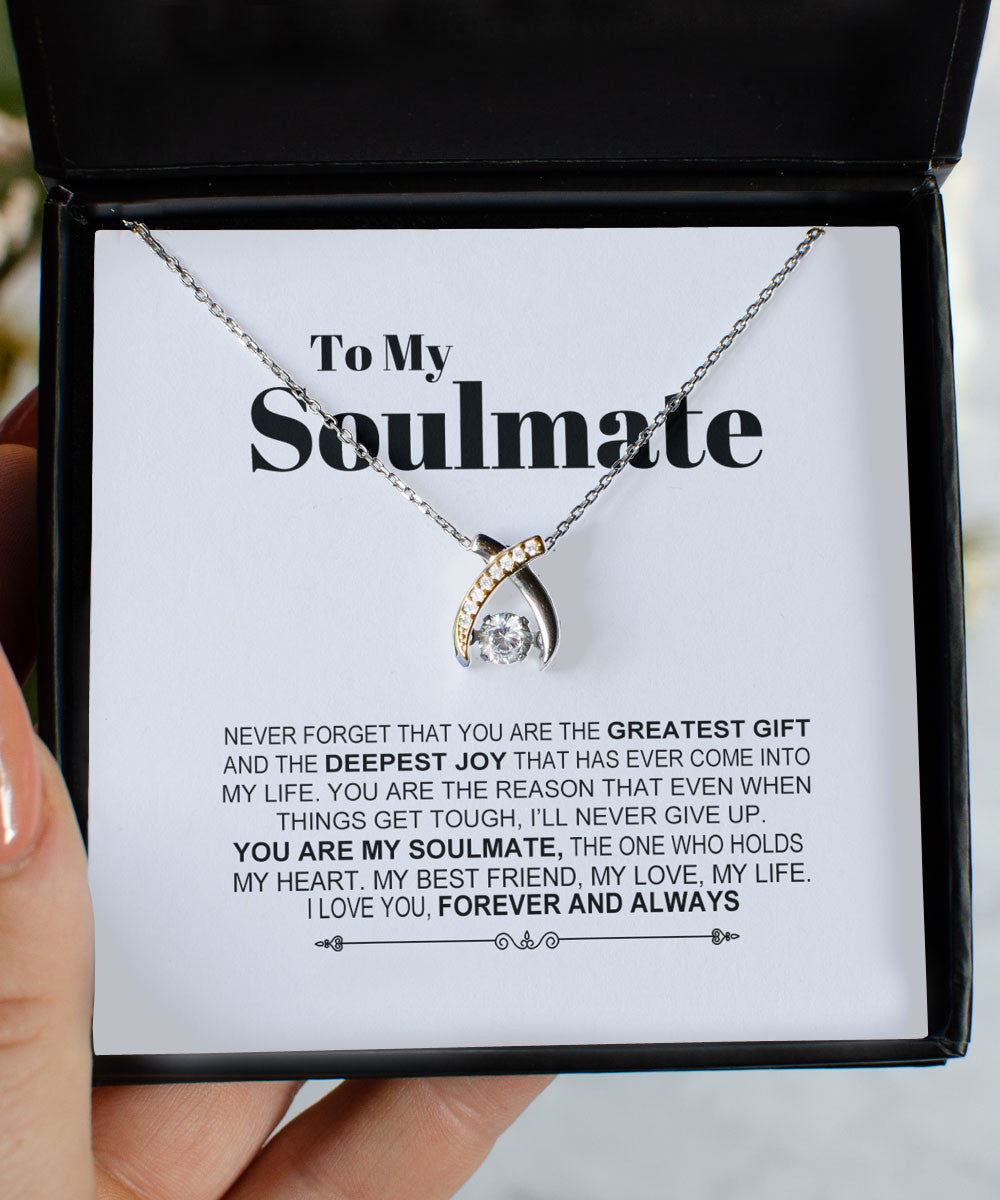 Soulmate Necklace Never Forget That You Are The Greatest Gift Gift For Her Wishbone Dancing Necklace Toptrendygear