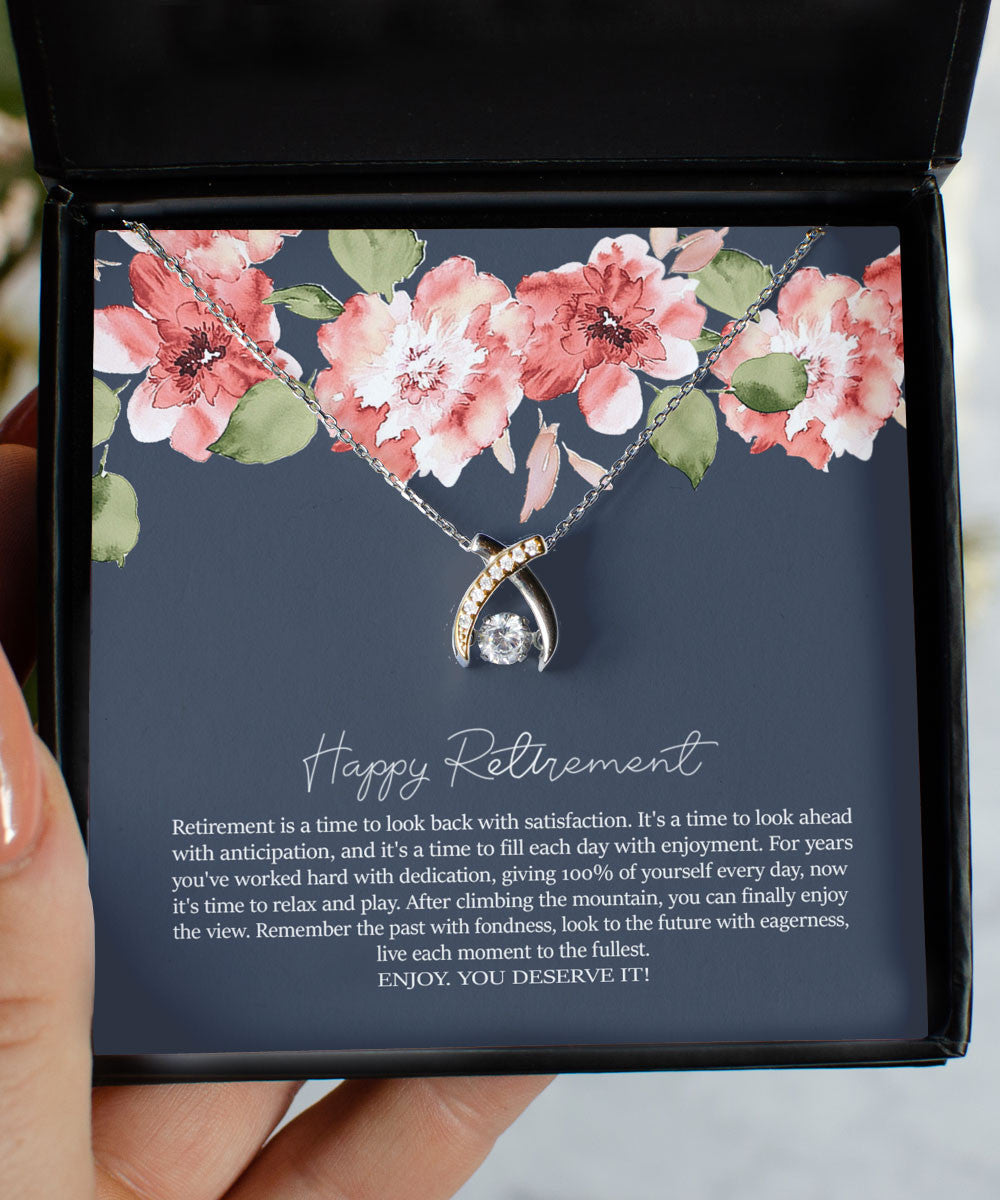 Retirement Gift It Is A Time To Fill Each Day With Enjoyment Retirement Gifts For Women Wishbone Dancing Necklace Toptrendygear