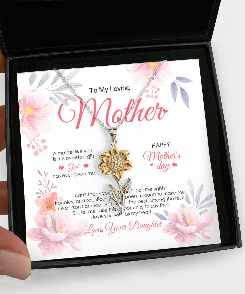 To My Mom For All The Time You Are The Sweetest Gift God Has Ever Given Me Sunflower Pendant Necklace Toptrendygear