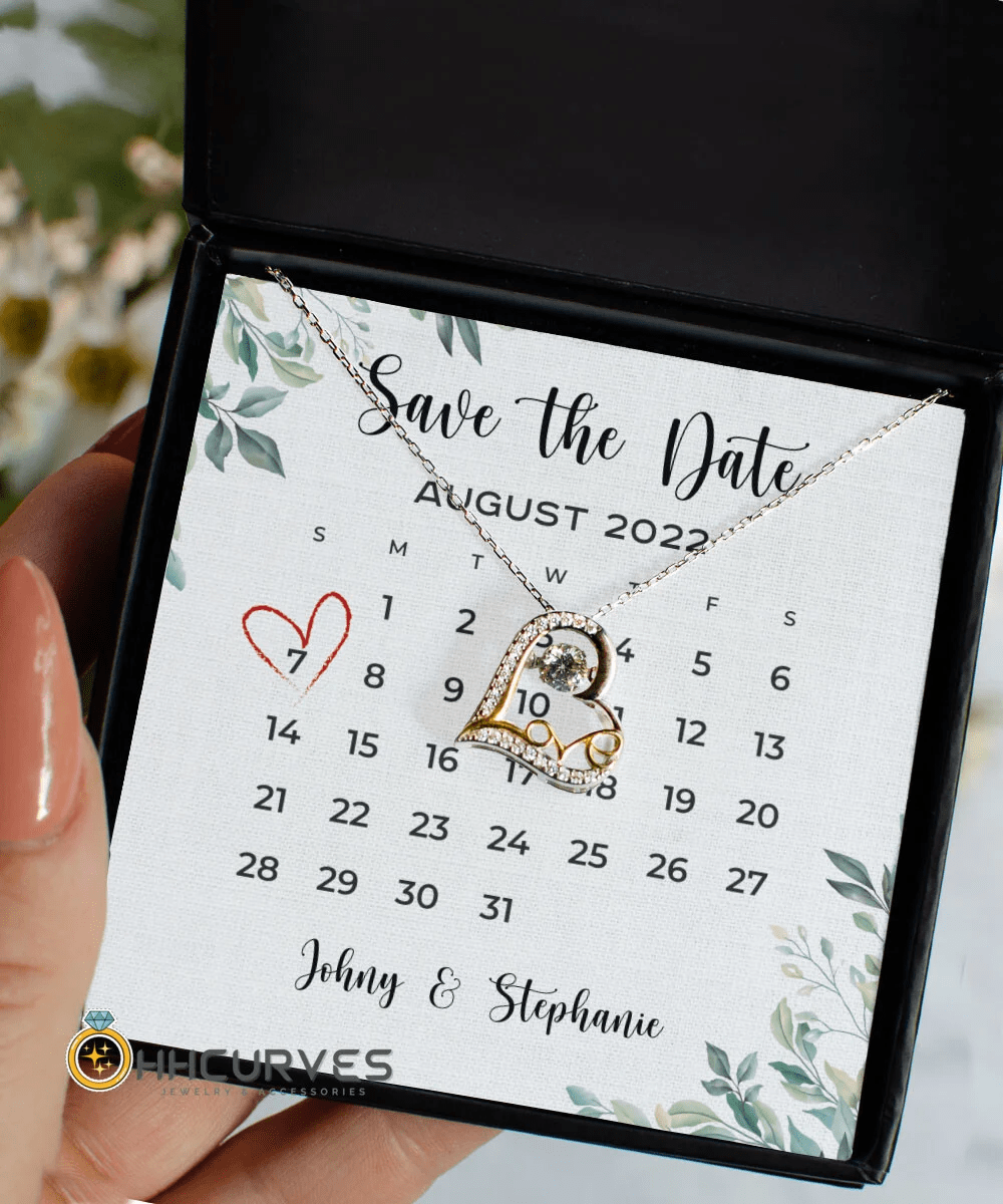 Custom Name Date Anniversary Gifts Save The Date Happy Wedding Anniversary Gift For Her Love Dancing Necklace Toptrendygear
