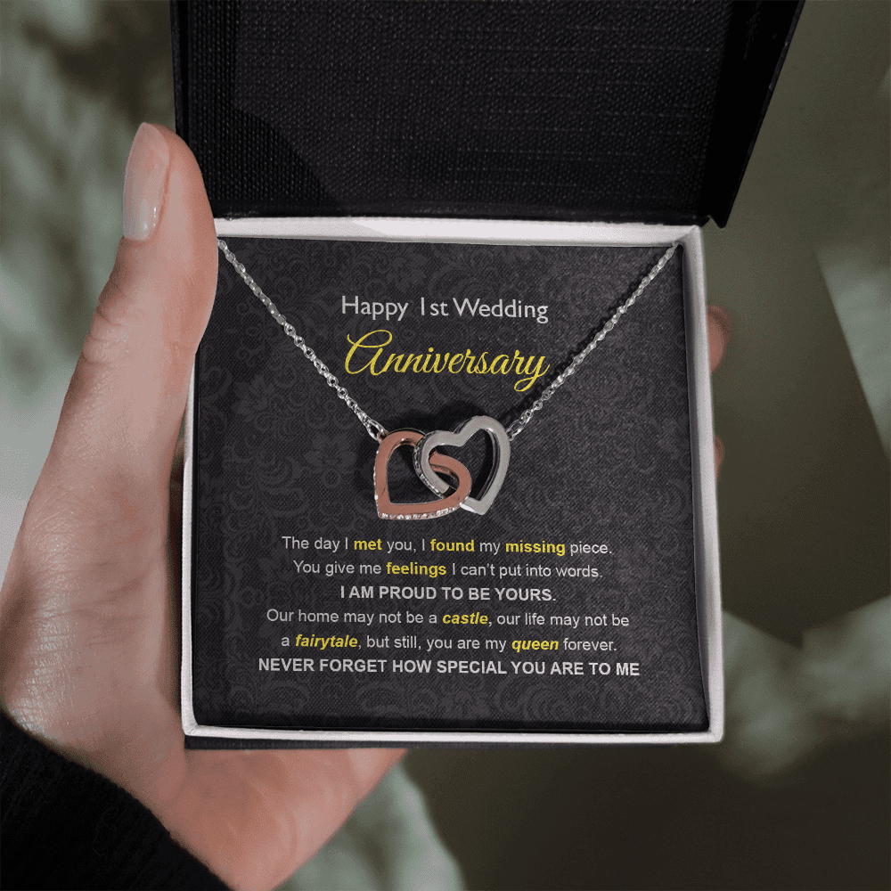 Wife Necklace, 1st Wedding Anniversary Necklace Happy First Wedding Anniversary Interlocking Hearts Necklace Gift Ideas For Wife Toptrendygear