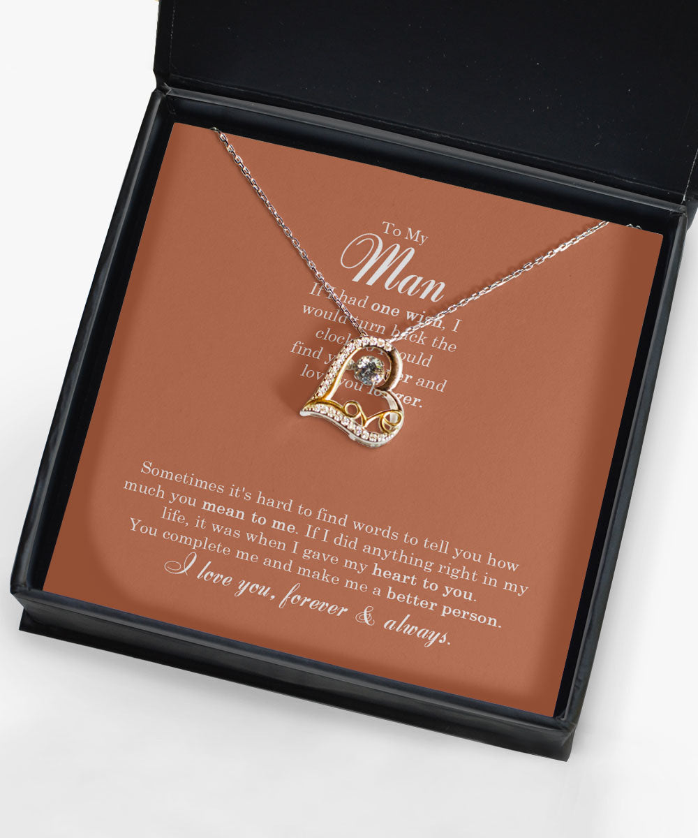 To My Man If I Had One Wish I Would Love Dancing Necklace