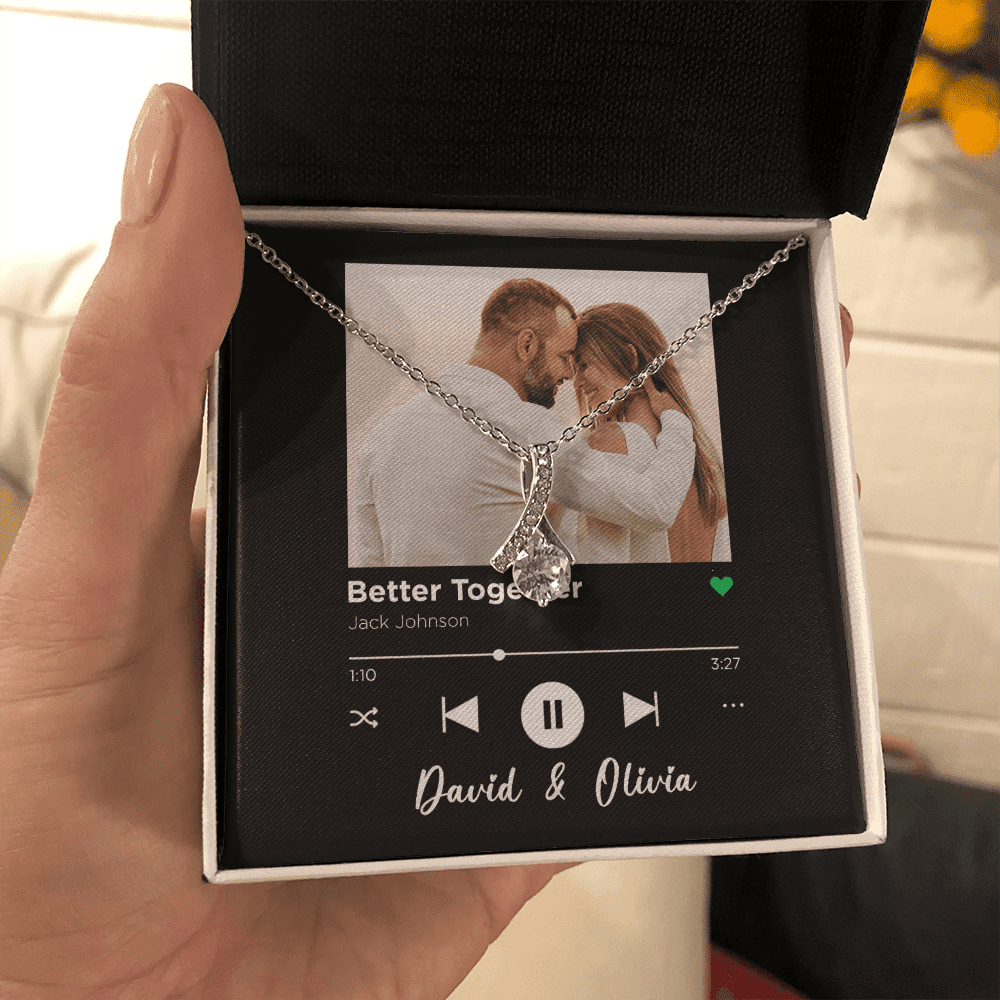 Better Together Spotify Code Song Art Custom Name And Photo Alluring Beauty Necklace Gift For Her
