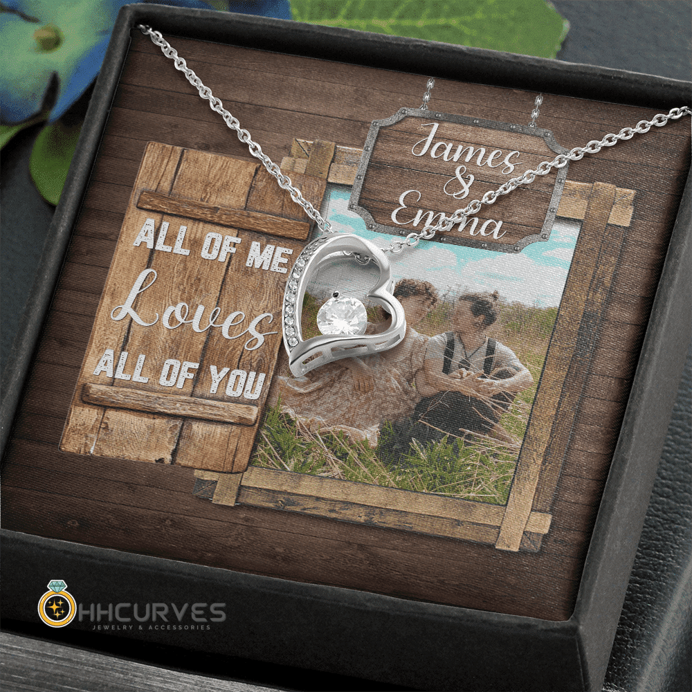 Custom Name And Photo Happy Wedding Anniversary All Of Me Loves All Of You Gift For Her Forever Love Necklace Toptrendygear