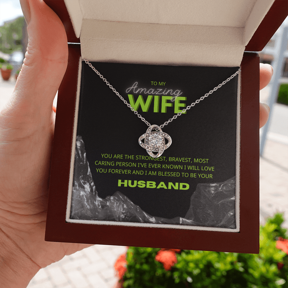 To Amazing Wife I Am Blessed To Be Yours Love Knot Necklace Toptrendygear