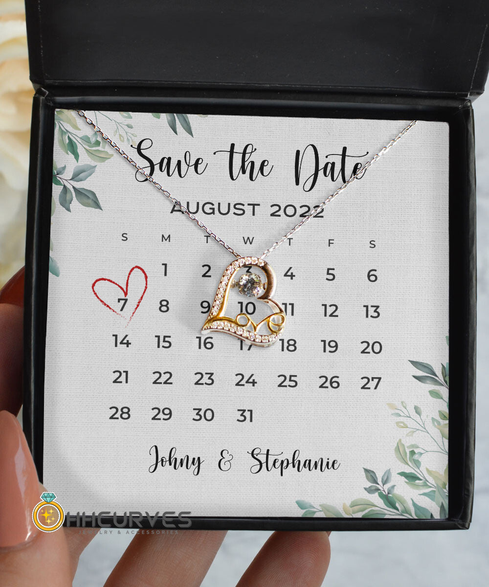 Custom Name Date Anniversary Gifts Save The Date Happy Wedding Anniversary Gift For Her Love Dancing Necklace Toptrendygear