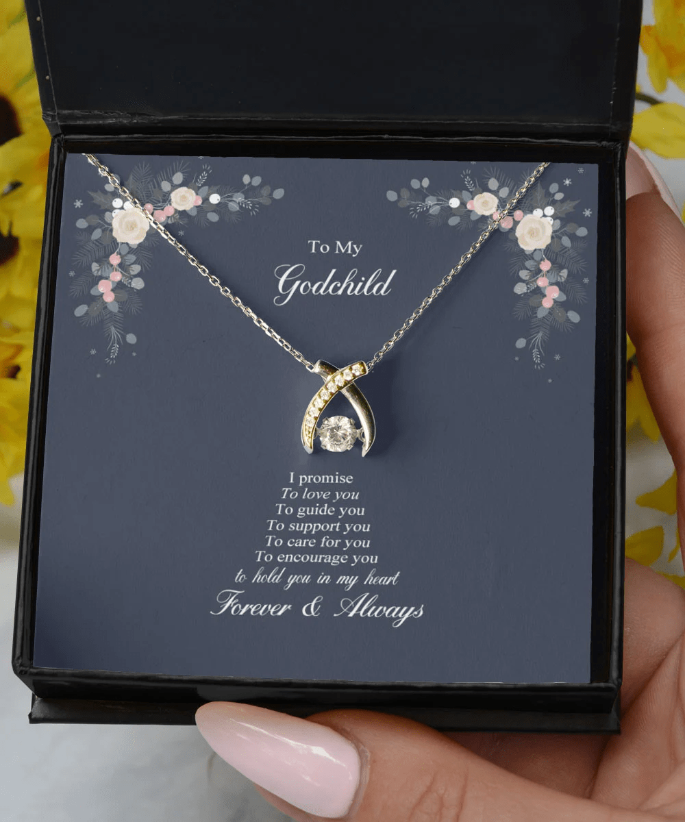 Mother Daughter Necklace I Promise To Encourage You Gift For Daughter Wishbone Dancing Necklace Toptrendygear