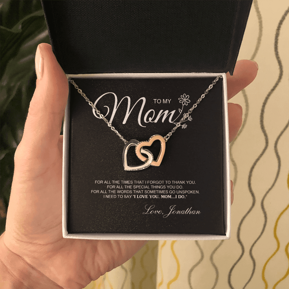 To My Mom For All The Time Interlocking Heart Necklace Toptrendygear