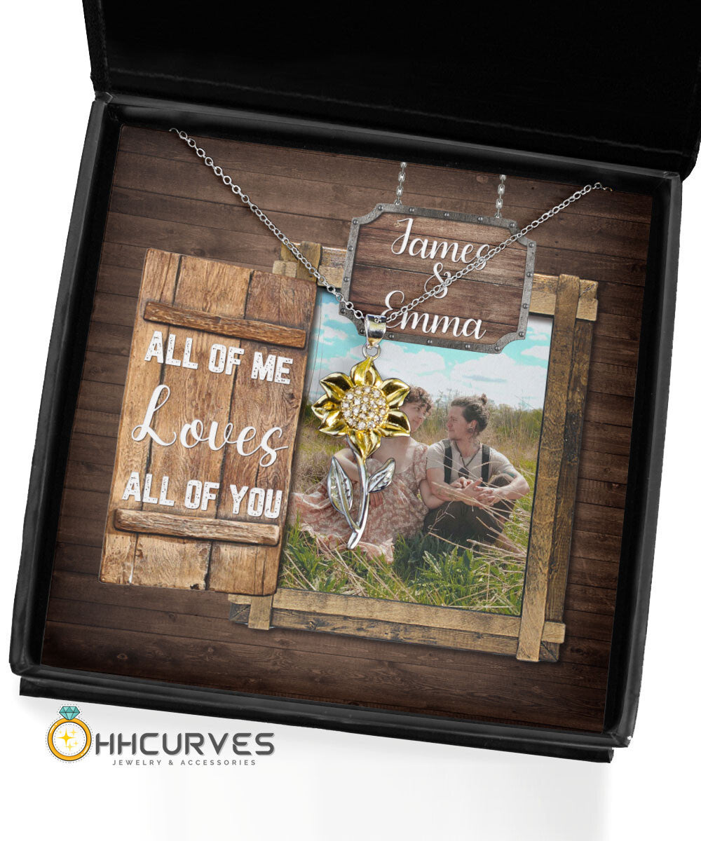 Custom Name And Photo Happy Wedding Anniversary All Of Me Loves All Of You Gift For Her Sunflower Pendant Necklace Toptrendygear
