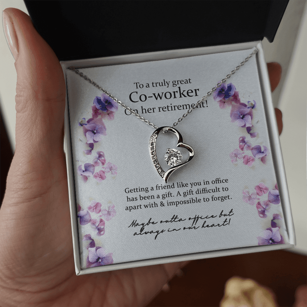 Gift For Co Worker On Her Retirement Blue Flower Forever Love Necklace