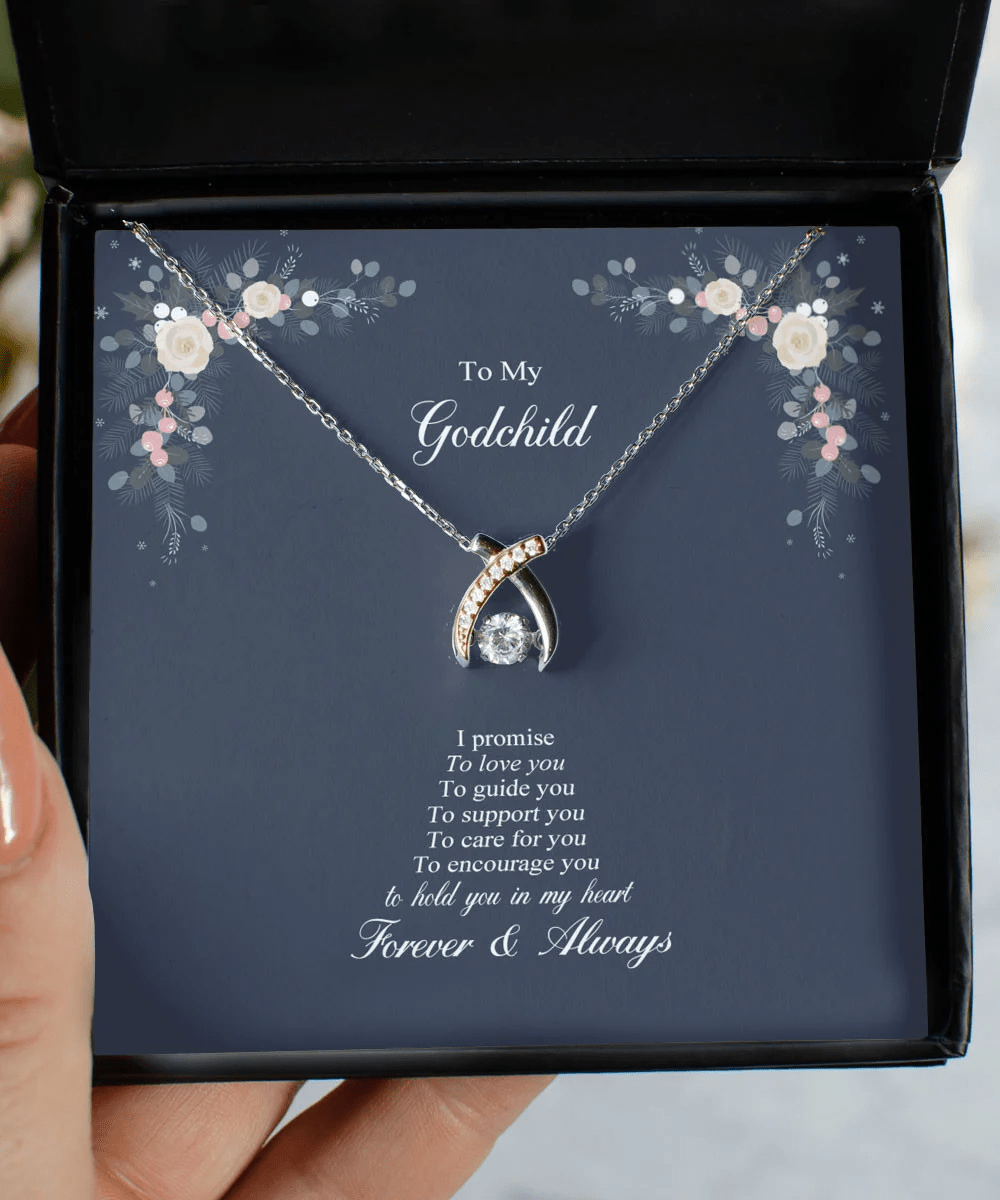 Mother Daughter Necklace I Promise To Encourage You Gift For Daughter Wishbone Dancing Necklace Toptrendygear