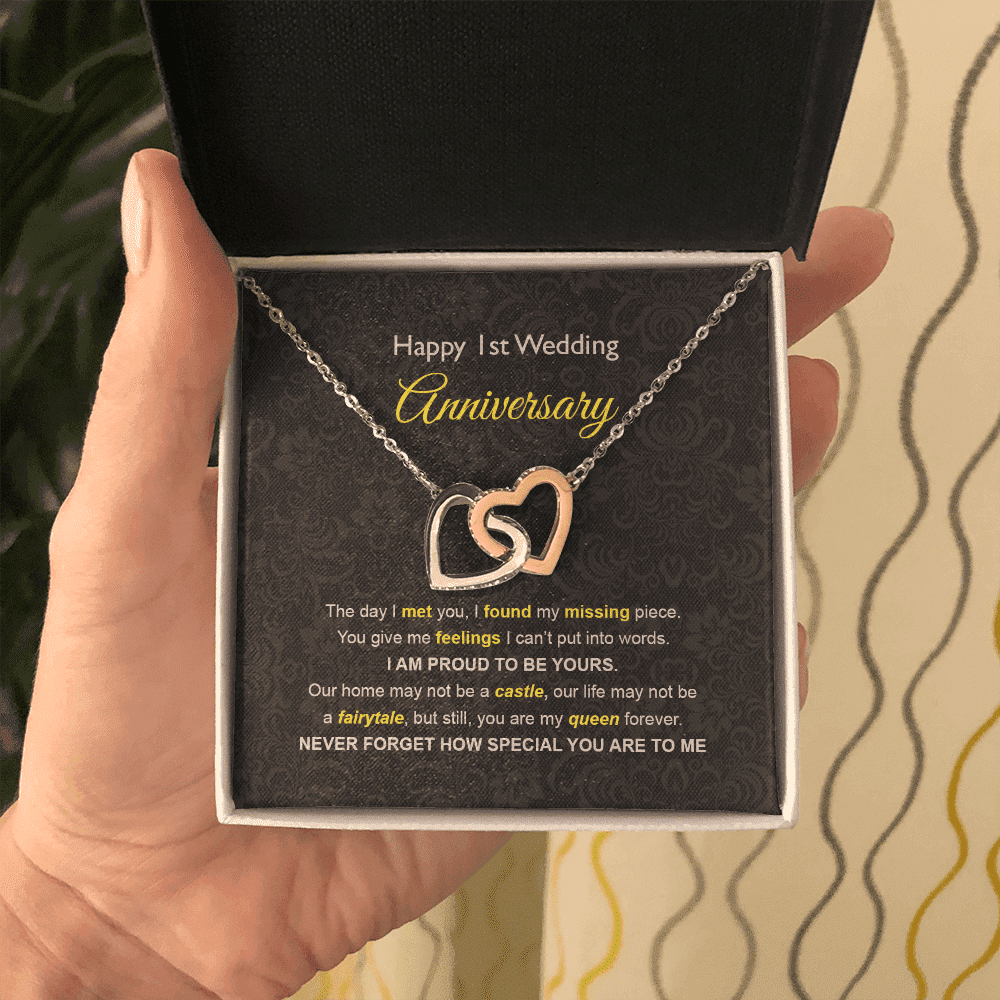 Wife Necklace, 1st Wedding Anniversary Necklace Happy First Wedding Anniversary Interlocking Hearts Necklace Gift Ideas For Wife Toptrendygear