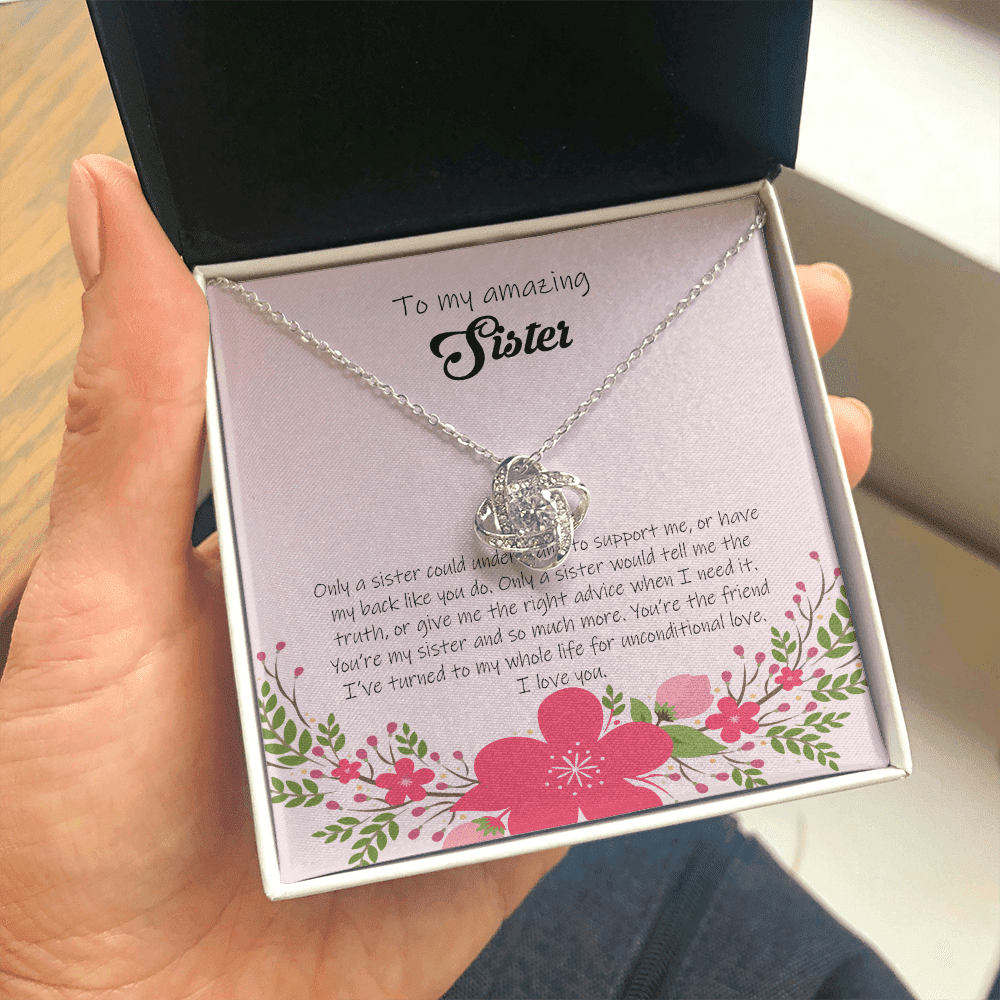 Gift For Sister You're Much More My Sister Love Knot Necklace