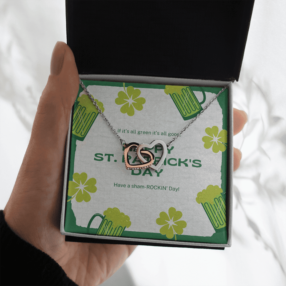 Beer Have A Sharm-Rockin' Day Interlocking Heart Necklace Gift For Her Happy Patrick's Day Toptrendygear