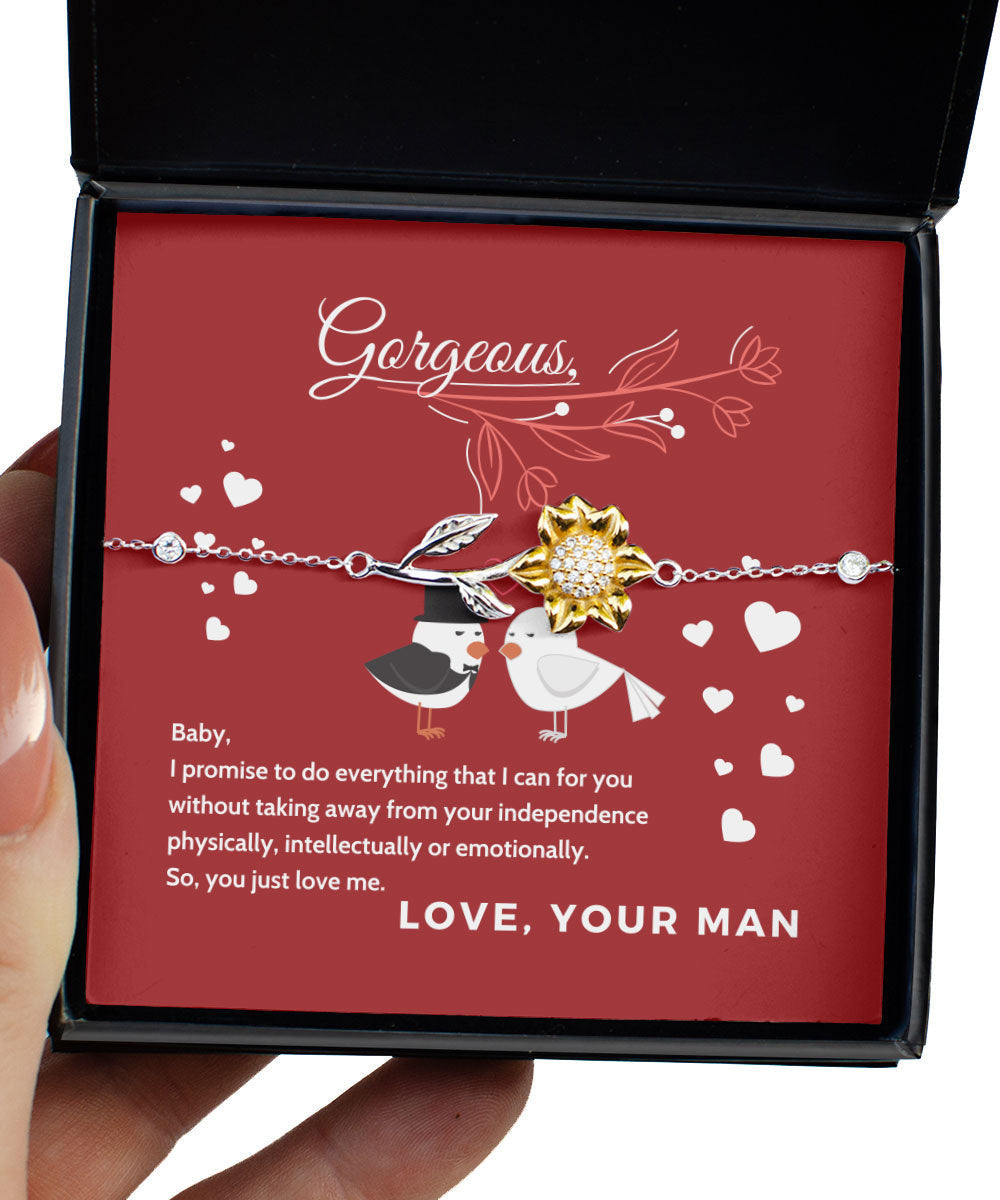 To Gorgeous Baby You Just Love Me Sunflower Bracelet