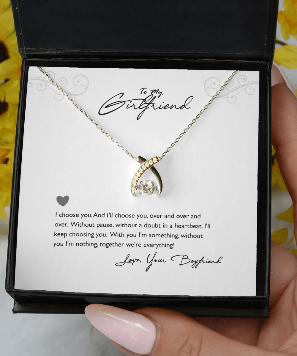 Necklaces For Girlfriend Without You I'm Nothing Best Gift For Girlfriend From Boyfriend Wishbone Dancing Necklace Toptrendygear