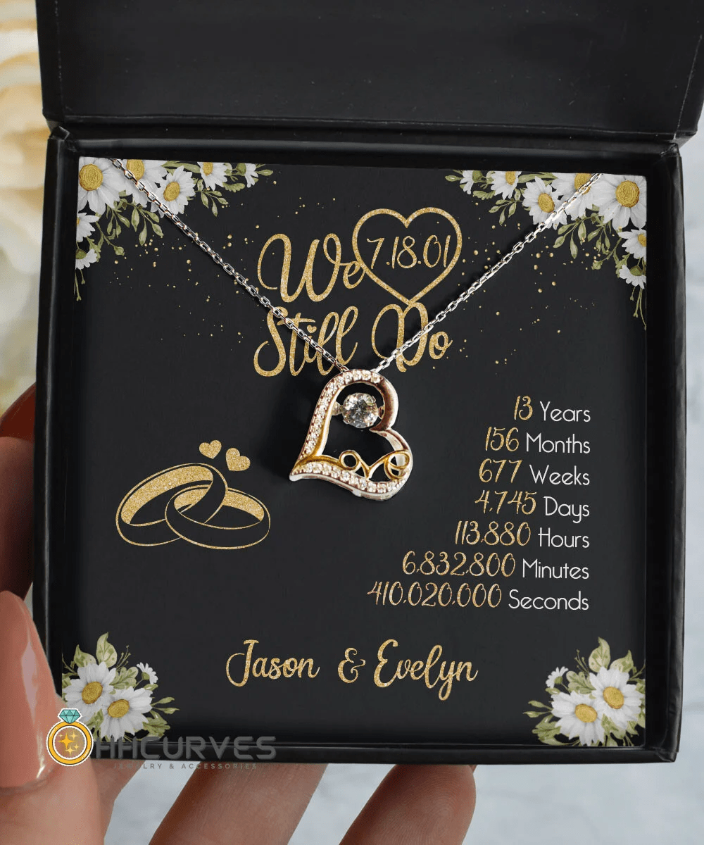 Custom Name And Date Anniversary Gifts Lace Anniversary Gifts For Her We Still Do 13 Year Wedding Anniversary Gift Love Dancing Necklace Toptrendygear
