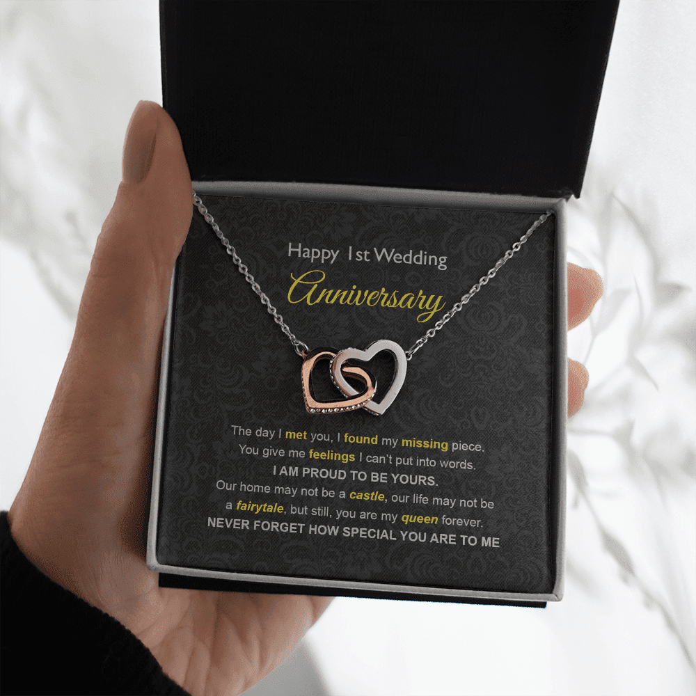 Wife Necklace, 1st Wedding Anniversary Necklace Happy First Wedding Anniversary Interlocking Hearts Necklace Gift Ideas For Wife Toptrendygear