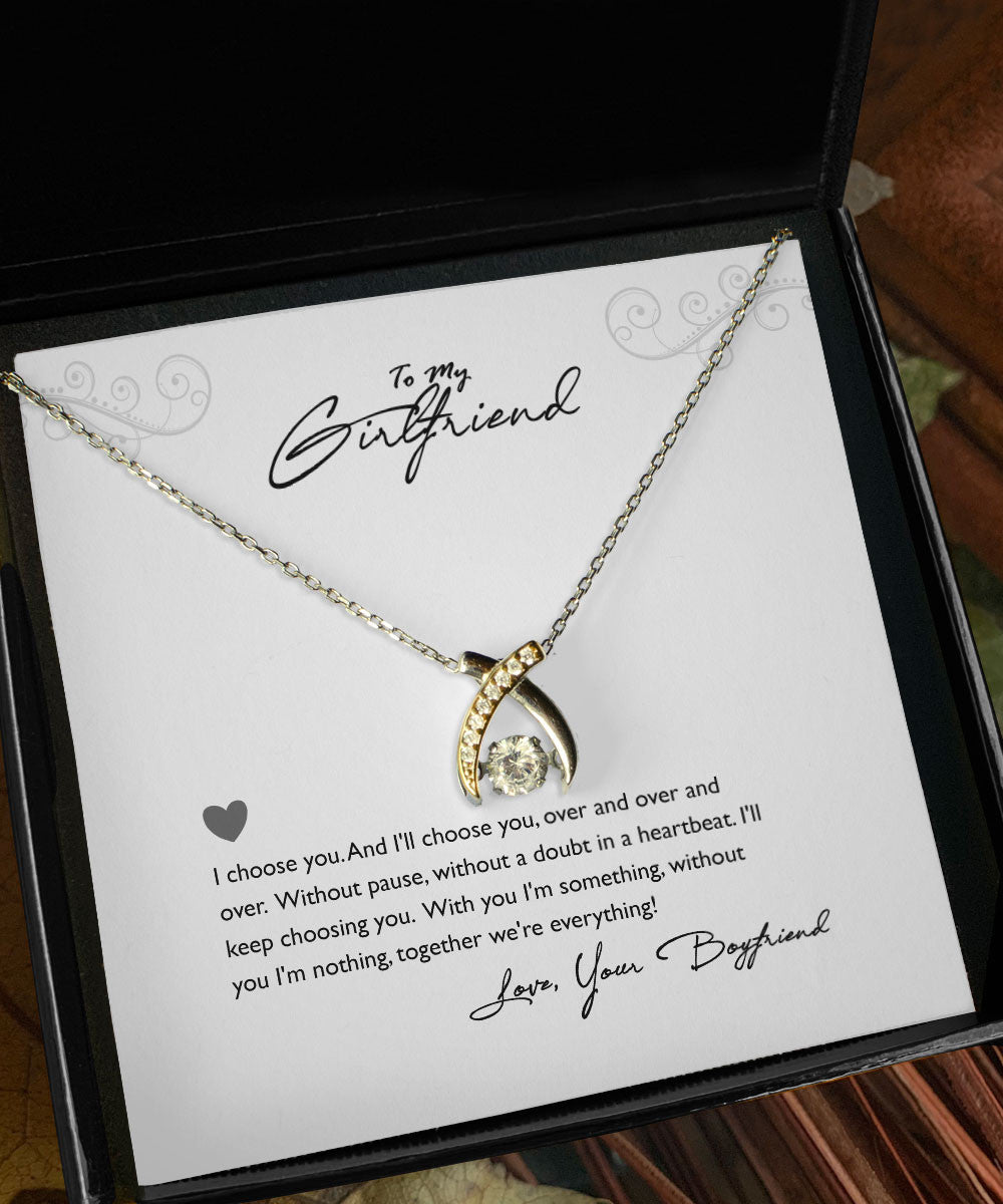 Necklaces For Girlfriend Without You I'm Nothing Best Gift For Girlfriend From Boyfriend Wishbone Dancing Necklace Toptrendygear