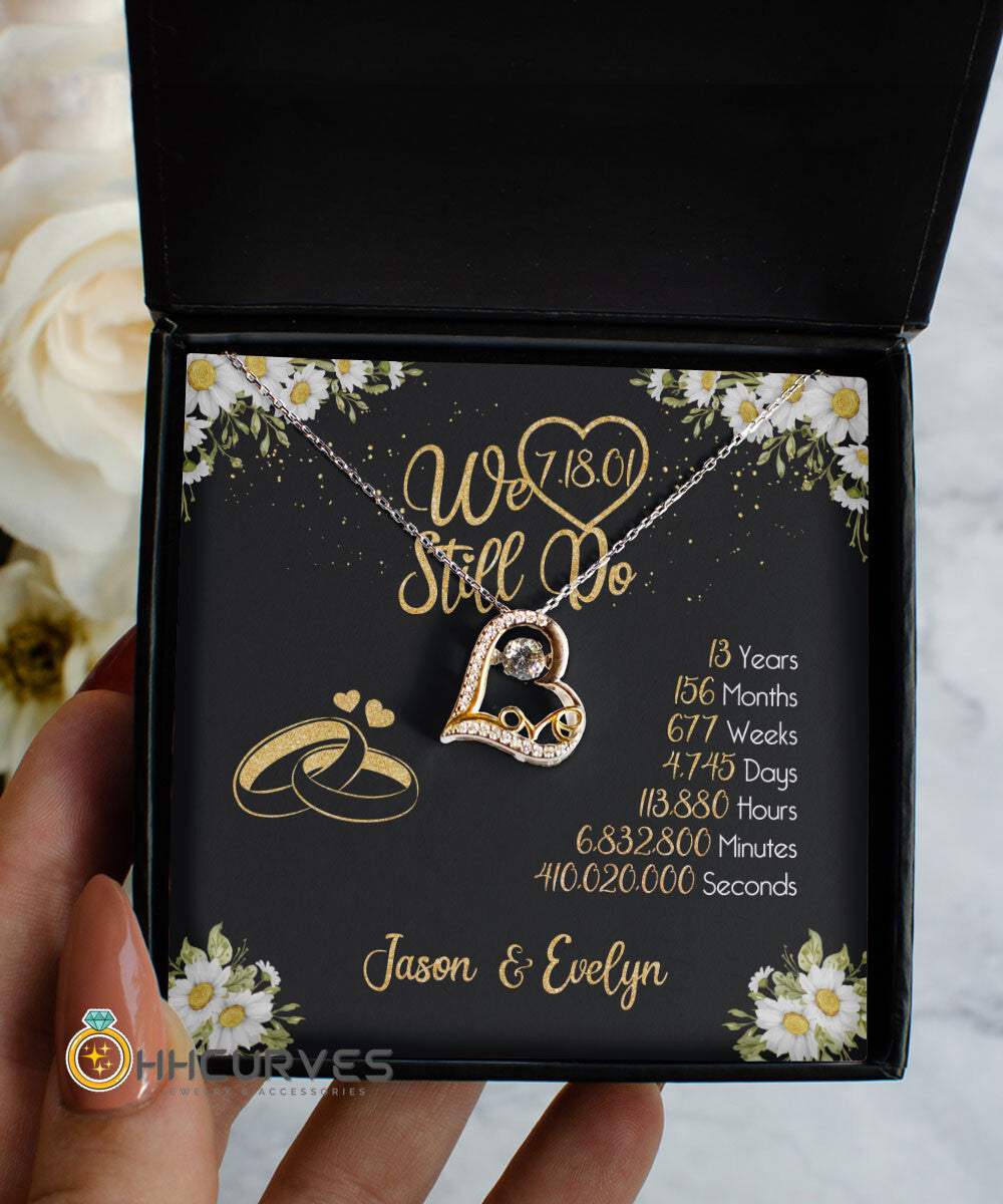 Custom Name And Date Anniversary Gifts Lace Anniversary Gifts For Her We Still Do 13 Year Wedding Anniversary Gift Love Dancing Necklace Toptrendygear