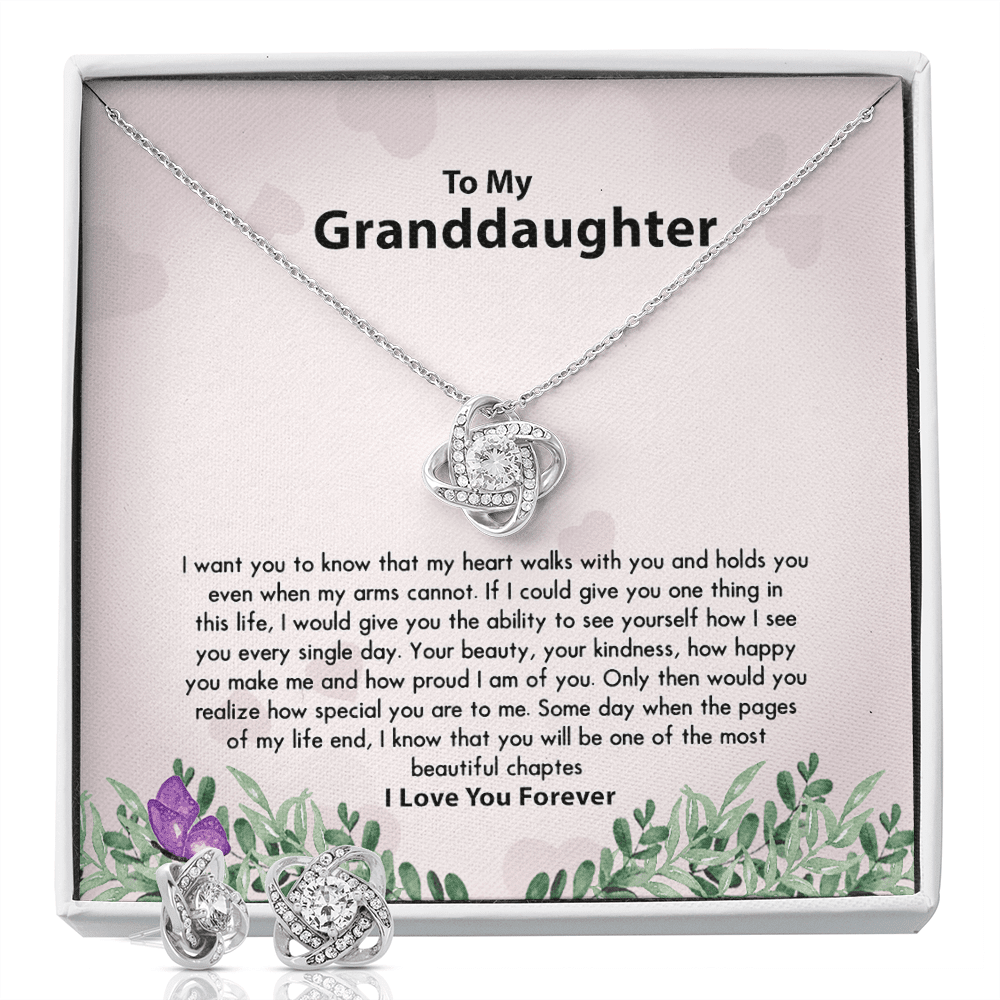 Give You One Thing In Life Love Knot Necklace Gift For Granddaughter Love Knot With Free Earrings