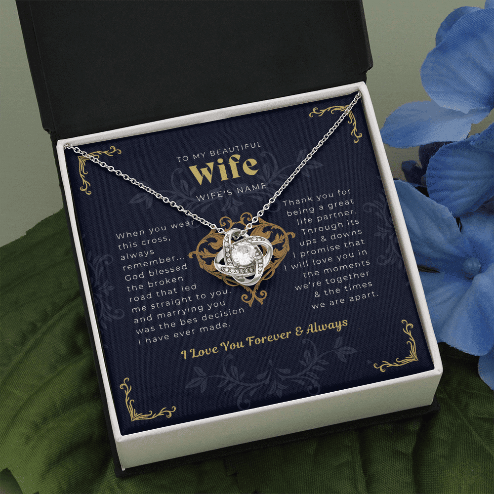 To My Wife From Husband I Love You Forever And Always Love Knot Necklace Toptrendygear