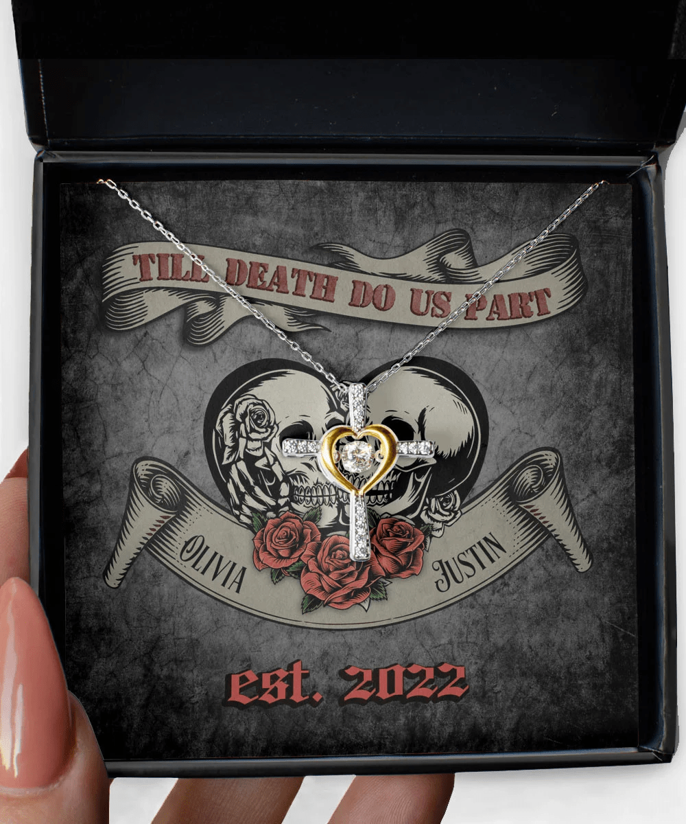 Till Death Do Us Part Custom Name And Date Cross Dancing Necklace Anniversary Gifts For Her Toptrendygear
