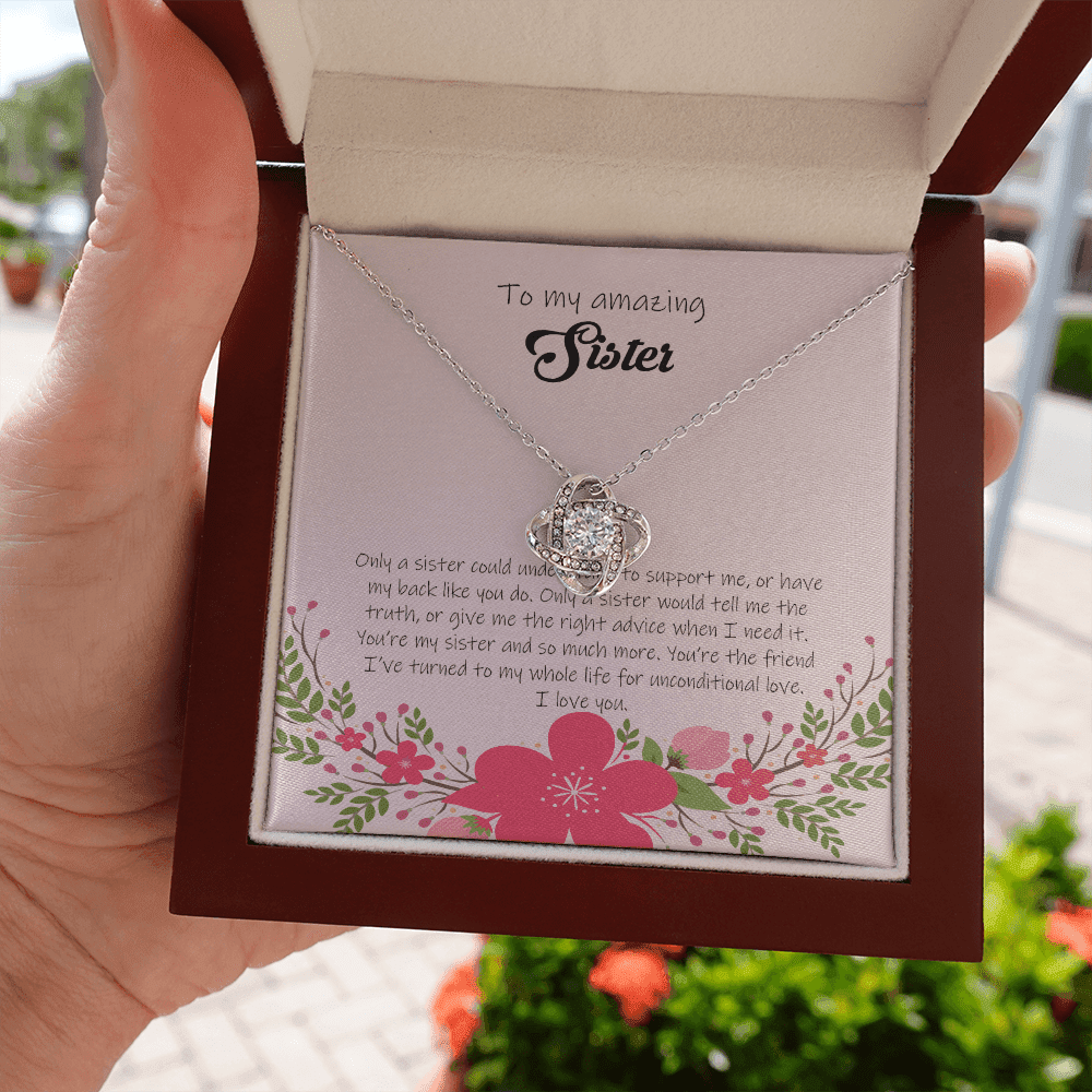 Gift For Sister You're Much More My Sister Love Knot Necklace