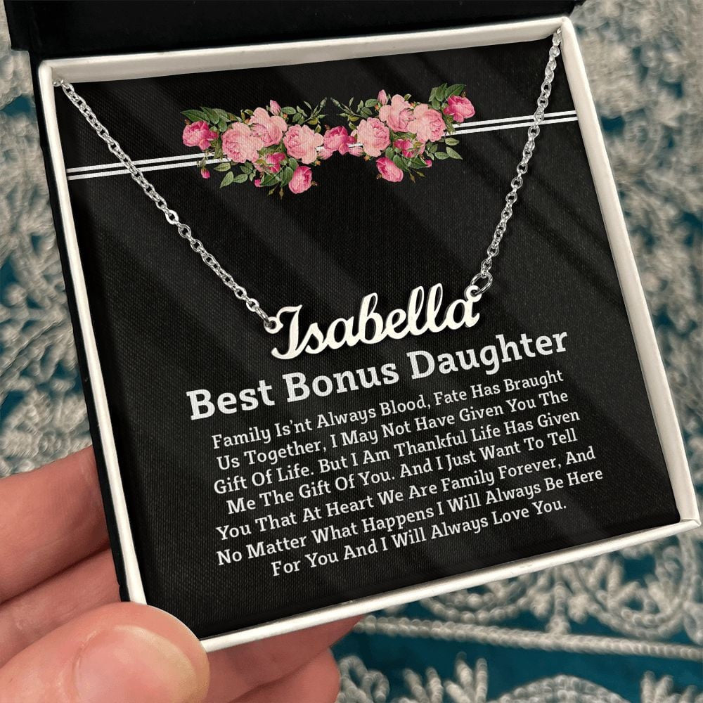 We Are Family Together Gift For Bonus Daughter Personalized Name Necklace