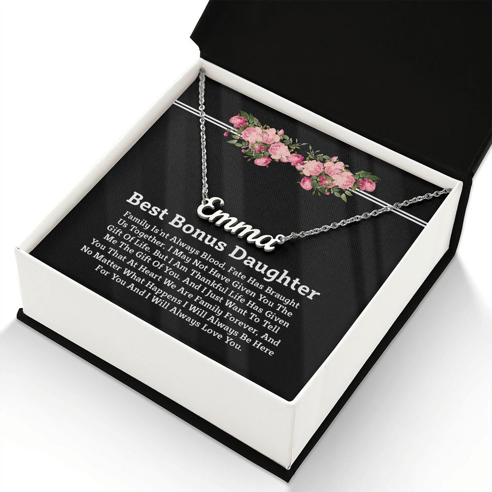 We Are Family Together Gift For Bonus Daughter Personalized Name Necklace