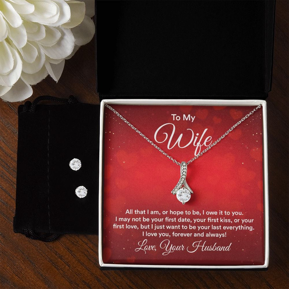 To My Wife All That I Am Or Hope To Be I Owe It To You Alluring Beauty Necklace Set Necklace For Wife