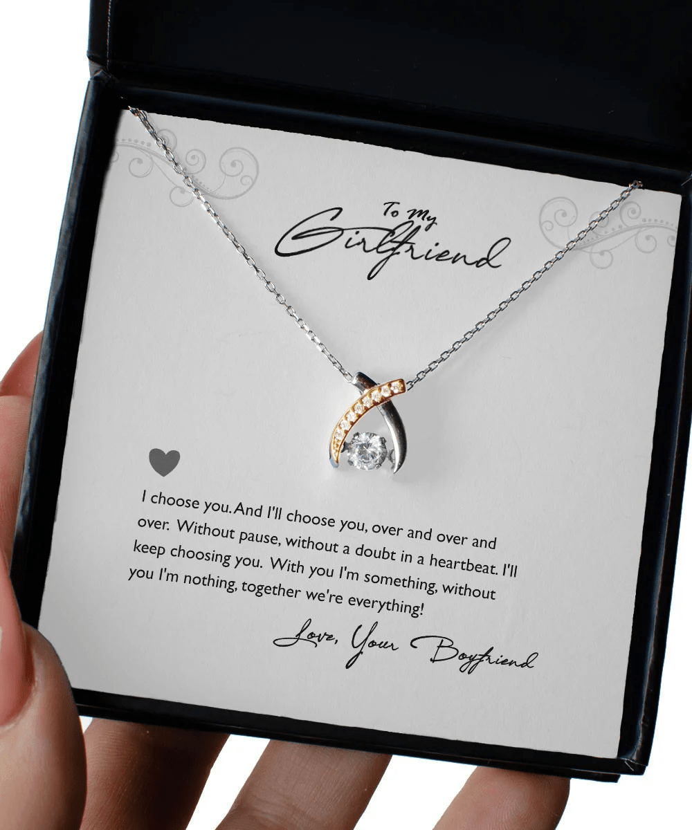 Necklaces For Girlfriend Without You I'm Nothing Best Gift For Girlfriend From Boyfriend Wishbone Dancing Necklace Toptrendygear