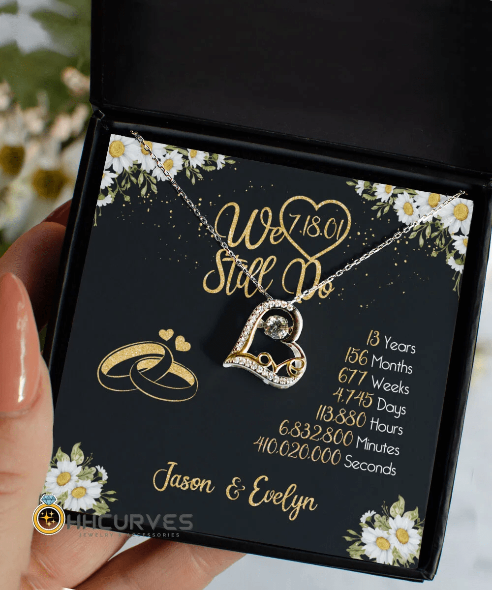 Custom Name And Date Anniversary Gifts Lace Anniversary Gifts For Her We Still Do 13 Year Wedding Anniversary Gift Love Dancing Necklace Toptrendygear