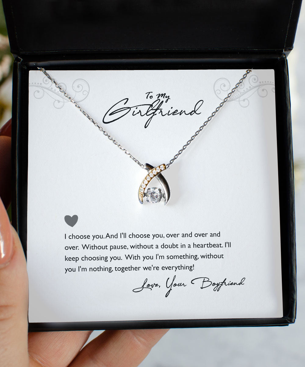 Necklaces For Girlfriend Without You I'm Nothing Best Gift For Girlfriend From Boyfriend Wishbone Dancing Necklace Toptrendygear