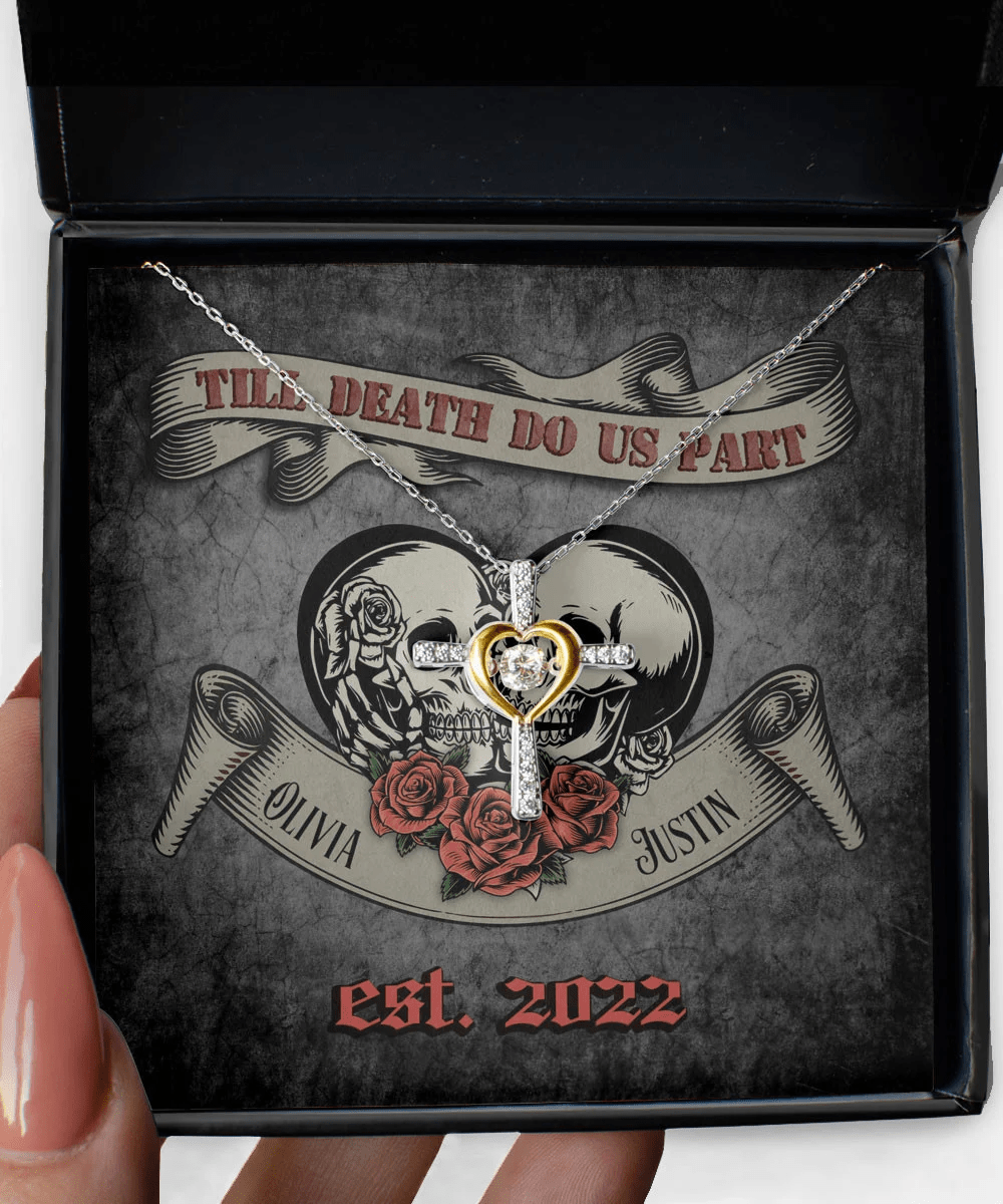 Till Death Do Us Part Custom Name And Date Cross Dancing Necklace Anniversary Gifts For Her Toptrendygear