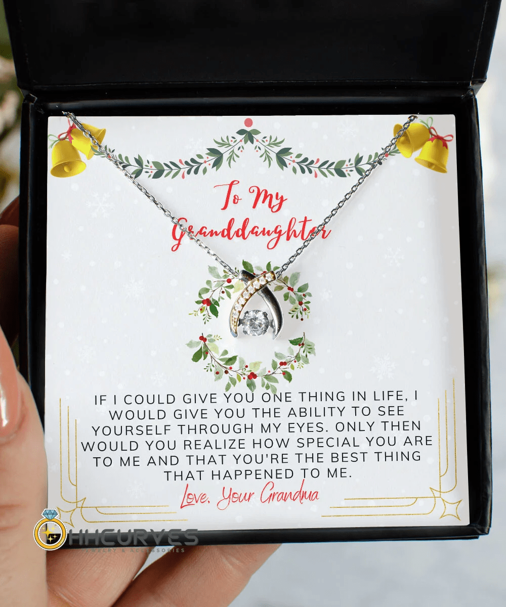 To My Granddaughter Necklace From Grandma You're The Best Thing That Happened To Me Christmas Wishbone Dancing Necklace