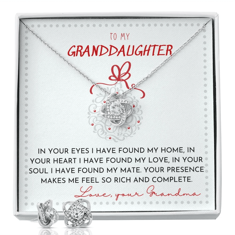 Granddaughter Necklace From Grandma In Your Eyes I Have Found My Home Love Knot With Free Earrings