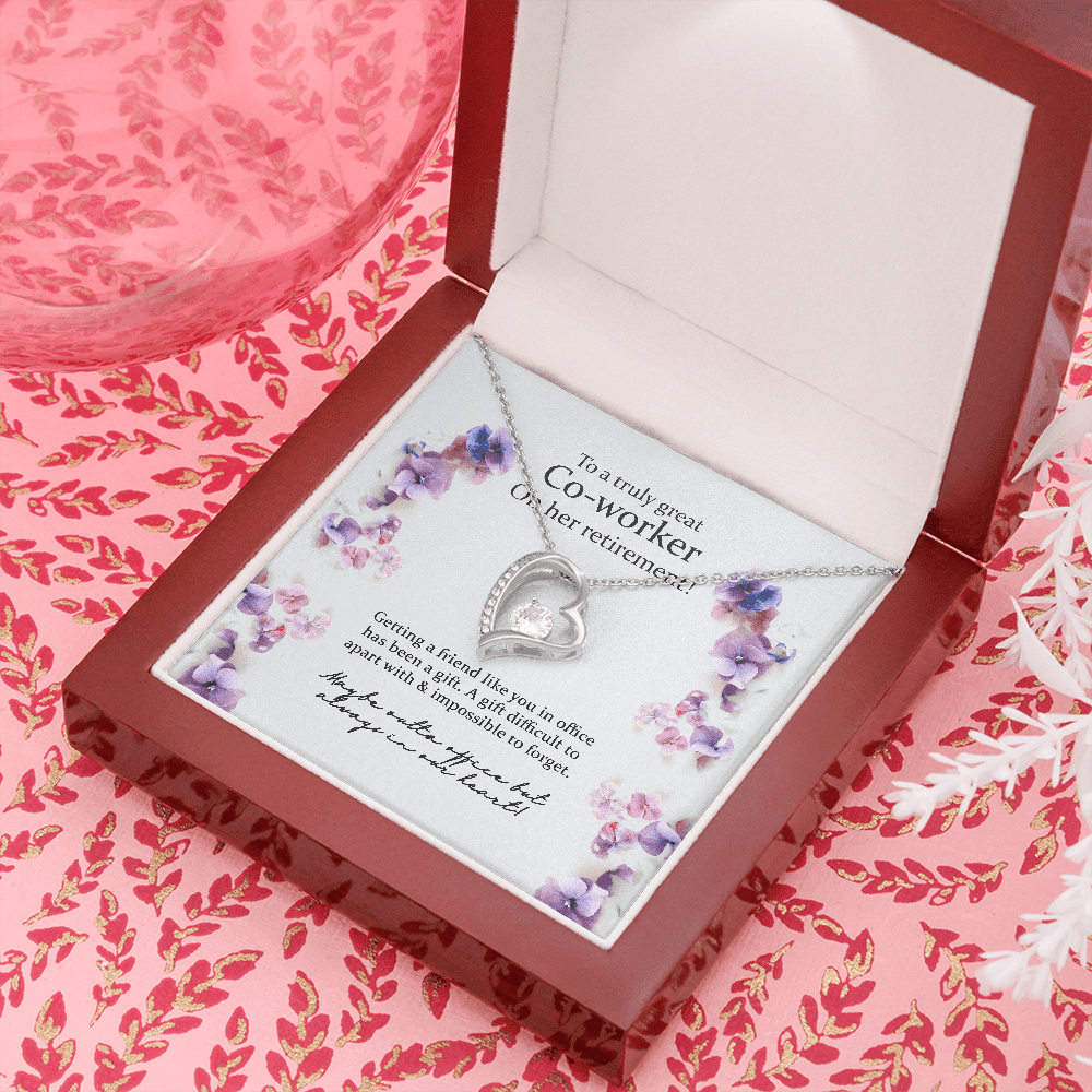 Gift For Co Worker On Her Retirement Blue Flower Forever Love Necklace