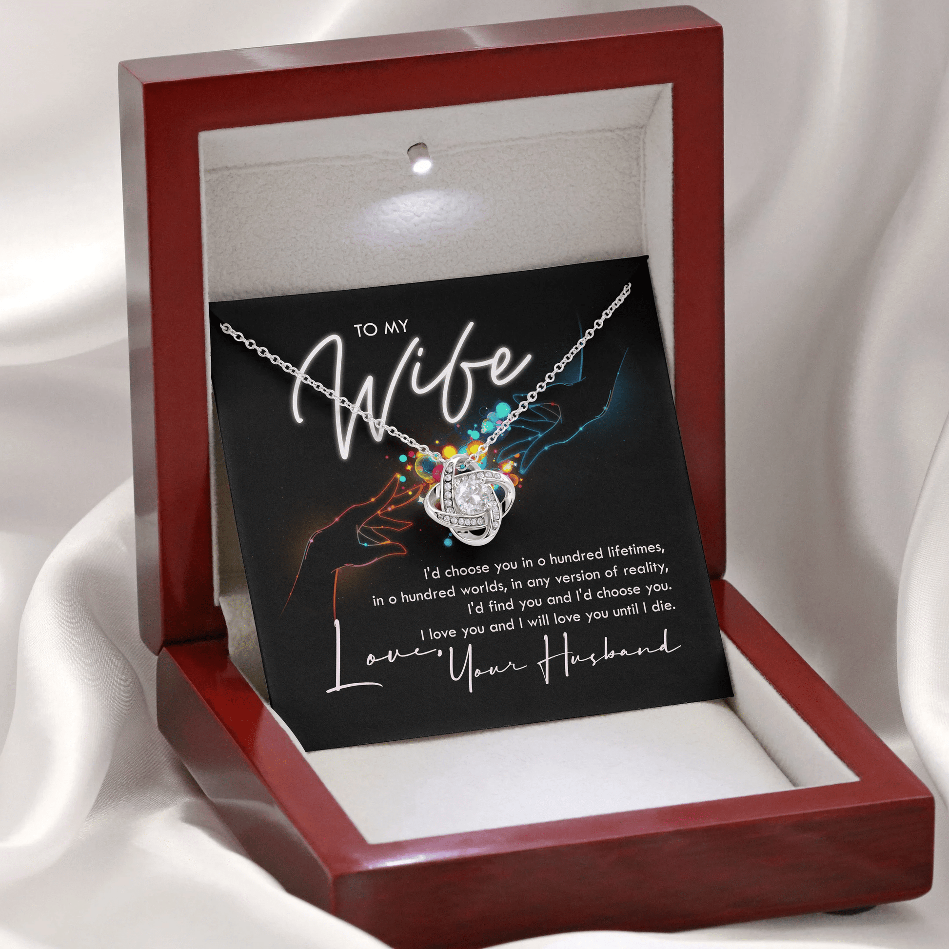 To My Wife I Love You Always Until I Die Love Knot Necklace