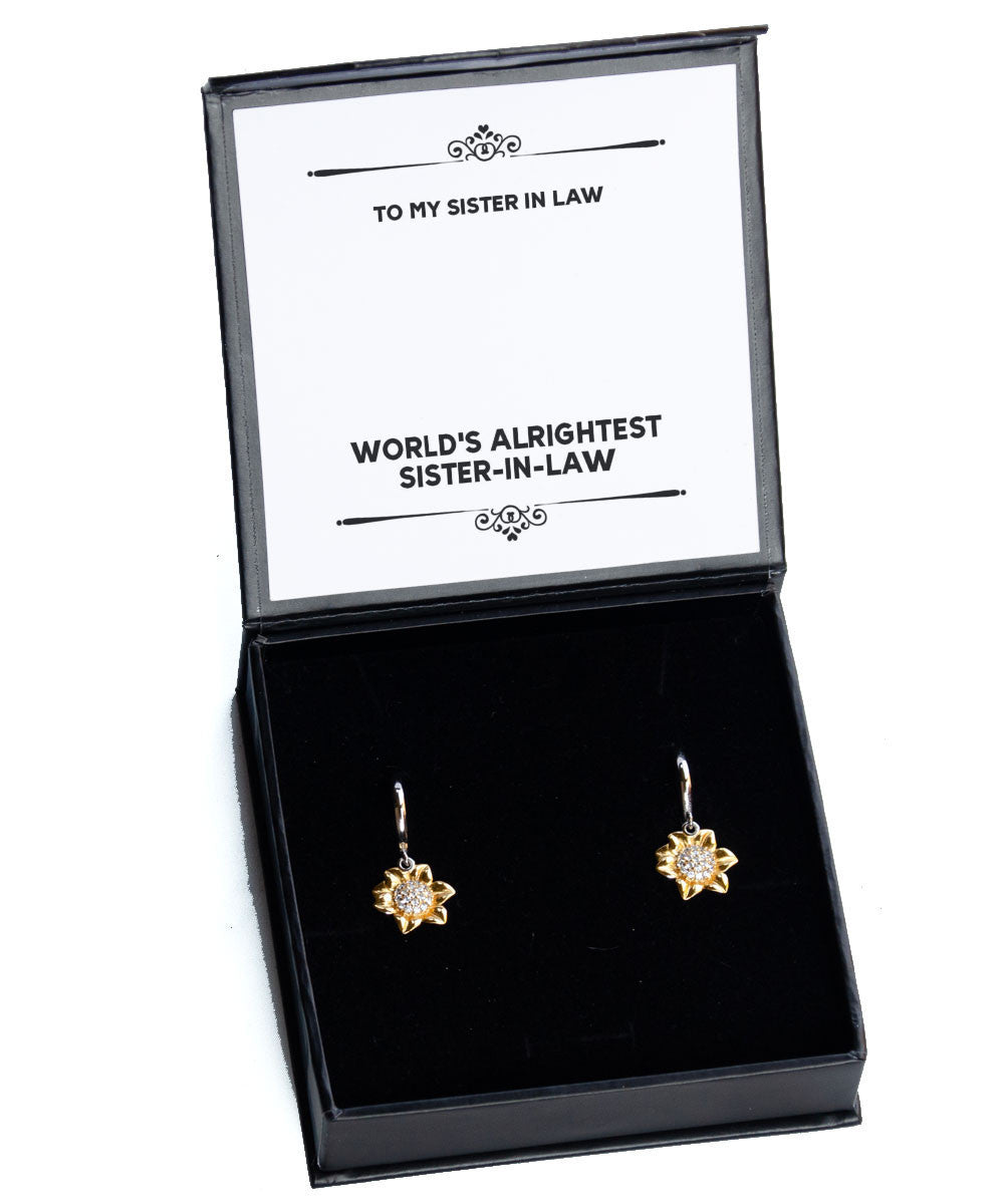 Sister In Law Necklace World's Alrightest Sister-in-law Best Gift For Sister In Law Sunflower Earrings Toptrendygear