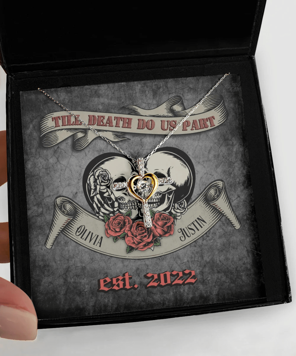 Till Death Do Us Part Custom Name And Date Cross Dancing Necklace Anniversary Gifts For Her Toptrendygear
