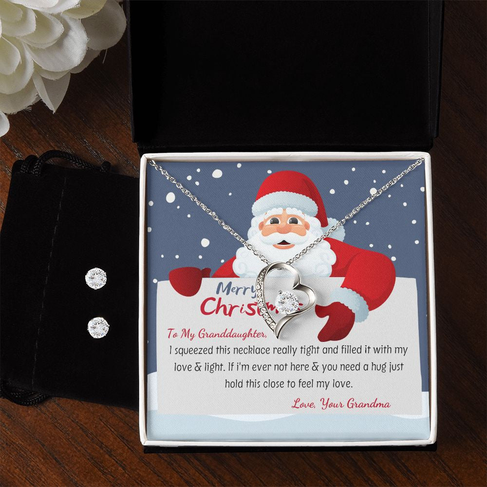 To My Granddaughter From Grandma Hold This Close Forever Love Necklace With Free Cubic Zirconia Earrings Unique Gifts For Christmas