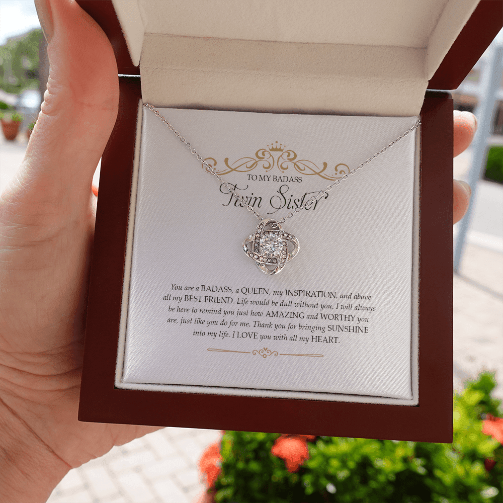 Sister's Gift I Love You With All My Heart Gift For Twin Sister Love Knot Necklace