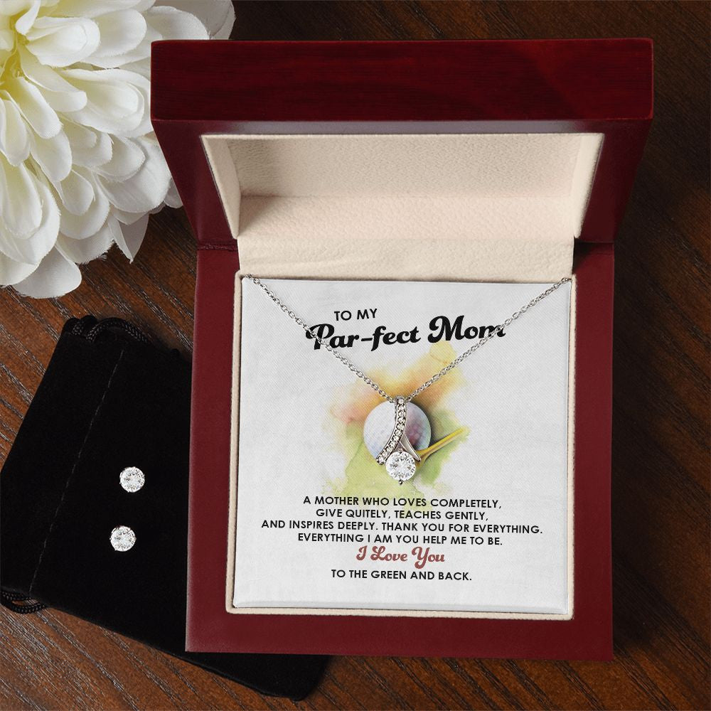 Mother Necklace, To Parfect Golf Mom I Love You To The Green And Back Forever Love Necklace Set Best Gifts For Mom