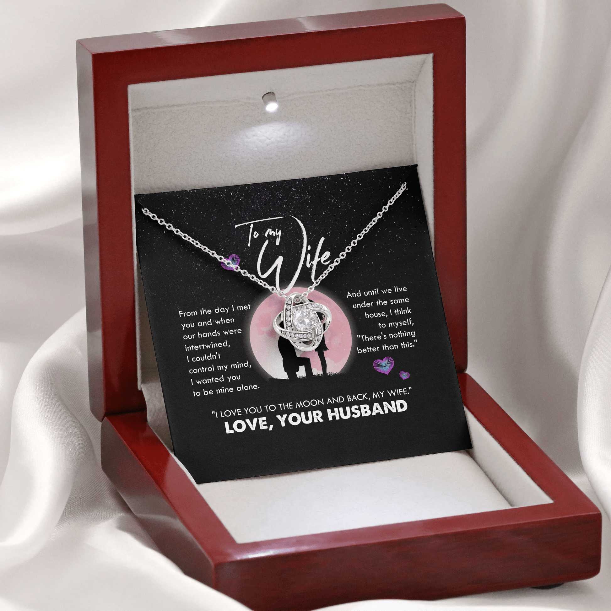 To My Wife I Love You To The Moon And Back Love Knot Necklace