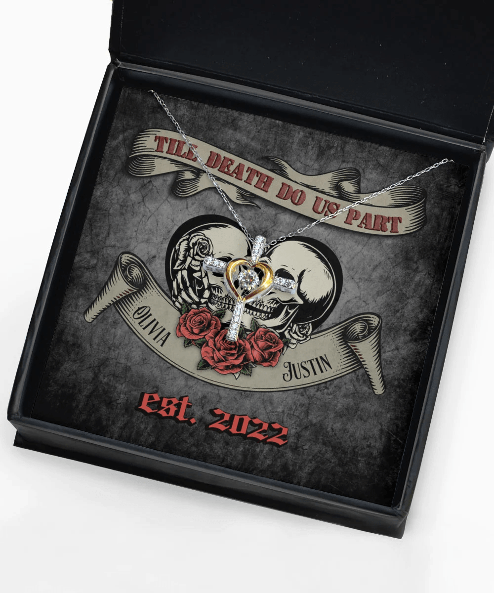 Till Death Do Us Part Custom Name And Date Cross Dancing Necklace Anniversary Gifts For Her Toptrendygear